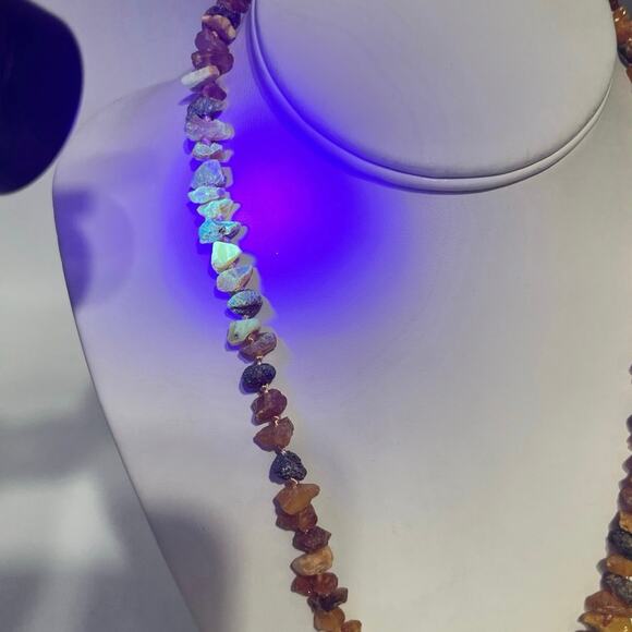 Genuine Baltic Amber Chip Bead Natural Honey Brown Gemstone Screw Clasp Necklace - Picture 12 of 12